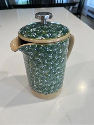 Nicholas Mosse Hand painted  French Press Coffee Maker with Floral Pattern - Image 1 of 4