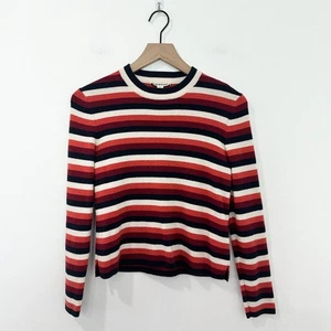 Whistles Striped Wool Sweater Women’s Size 4 Red Navy Cream Long Sleeve Pullover - Picture 1 of 5
