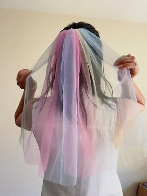 Unicorn bridal veil, Rainbow ombre veil, Unique bridal veil,  wedding - Image 1 of 4