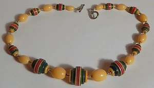 COLLAR DE CUENTAS DE CELULOIDE DE COLECCIÓN ARCO IRIS Y VAINILLA GRADUADO ¡GUAU! - Imagen 1 de 2