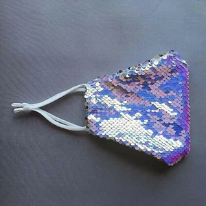 Women's Reusable Washable Sequin Glitter Cloth Cotton Fabric Face Mask Cover - Picture 1 of 2