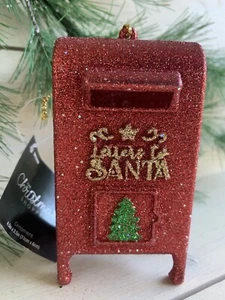 Roter Glitzer Weihnachtsmann Briefkasten Weihnachtsschmuck - Bild 1 von 5