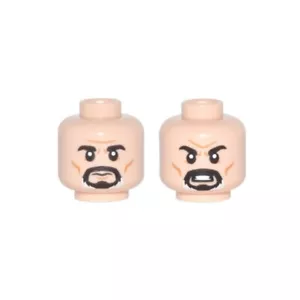 LEGO - Minifig, Head - Black Eyebrows, Black & White Goatee - Neutral / Angry - Picture 1 of 1