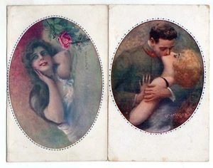 CI0115 MONESTIER LOTTO 2 CARTOLINE INNAMORATI UNUSED - Bild 1 von 1