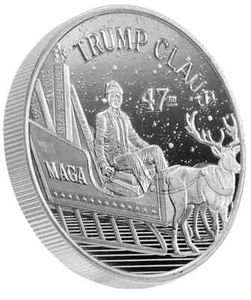 Ronda de plata Trump de 1 oz .999 BU MAGA 2024 Trump Claus 2023 L/E 0072/4500 - Imagen 1 de 3