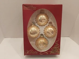 Vintage Glass Christmas Ornaments Bulbs Gold Reindeer Victorian Collection - Picture 1 of 2