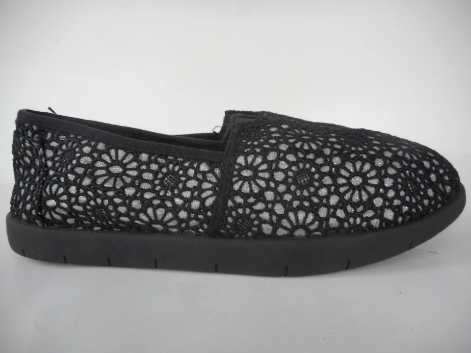 Zapato sin cordones para mujer Faded Glory de lona Aline negro plateado floral talla 6 nuevo con etiquetas Foto 1 de 4