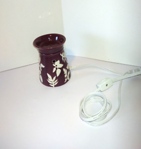 Purple w/ White Leaves Candle Wax Warmer w/switch on cord