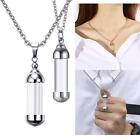 2x Glass Tube Vial Urn Necklaces Container with Chain Memorial Keepsake