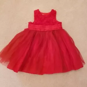 Mud Pie Baby Girls' Red Chiffon Rosette Dress sz9-12m - Picture 1 of 16