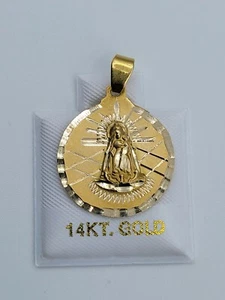 Caridad del Cobre Medaille 18mm Oro 14K Unsere Liebe Frau der Nächstenliebe 14KGold Medal - Bild 1 von 3