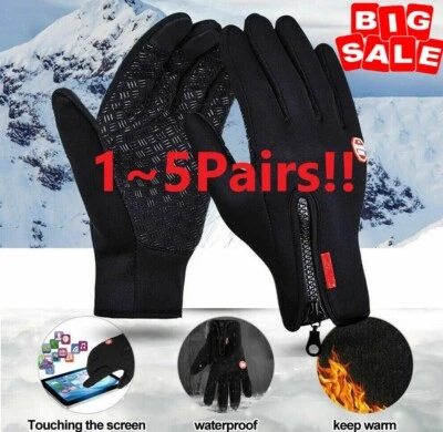 Thermal Windproof Waterproof Winter Gloves Touch Screen Warm Mittens Men Women - Image 1 of 4
