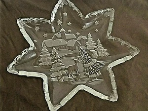  CHRISTMAS DELIGHT Mikasa Crystal Glass Star Shaped SERVING PLATE 12" Diameter - Picture 1 of 12