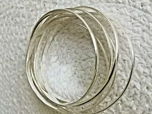 Braccialetti Bracciali Tono Argento Lucido Intrecciato Set di 6 - Foto 1 di 4