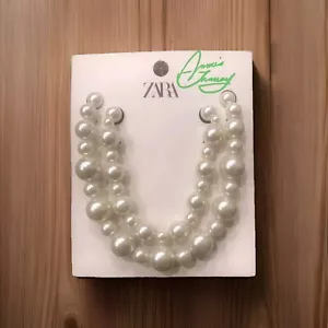 ZARA Women's 2-pack of Pearl Necklaces(Pearl marl, One Size) - Picture 1 of 10