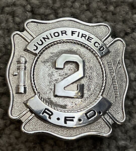 VINTAGE Badge Junior Fire Co.2 "R.F.D." Fire Hydrant Ladder Hook Silver Tone