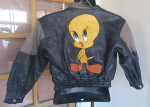Vintage Leather Looney Tunes Tweety Bird Jacket Youth - Picture 1 of 5