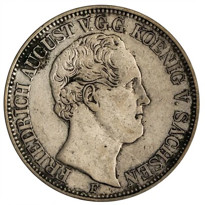 Germany Saxony 1854-F Friedrich August II Thaler, 22.17 gr. 34 mm KM-1175 - Image 1 of 3