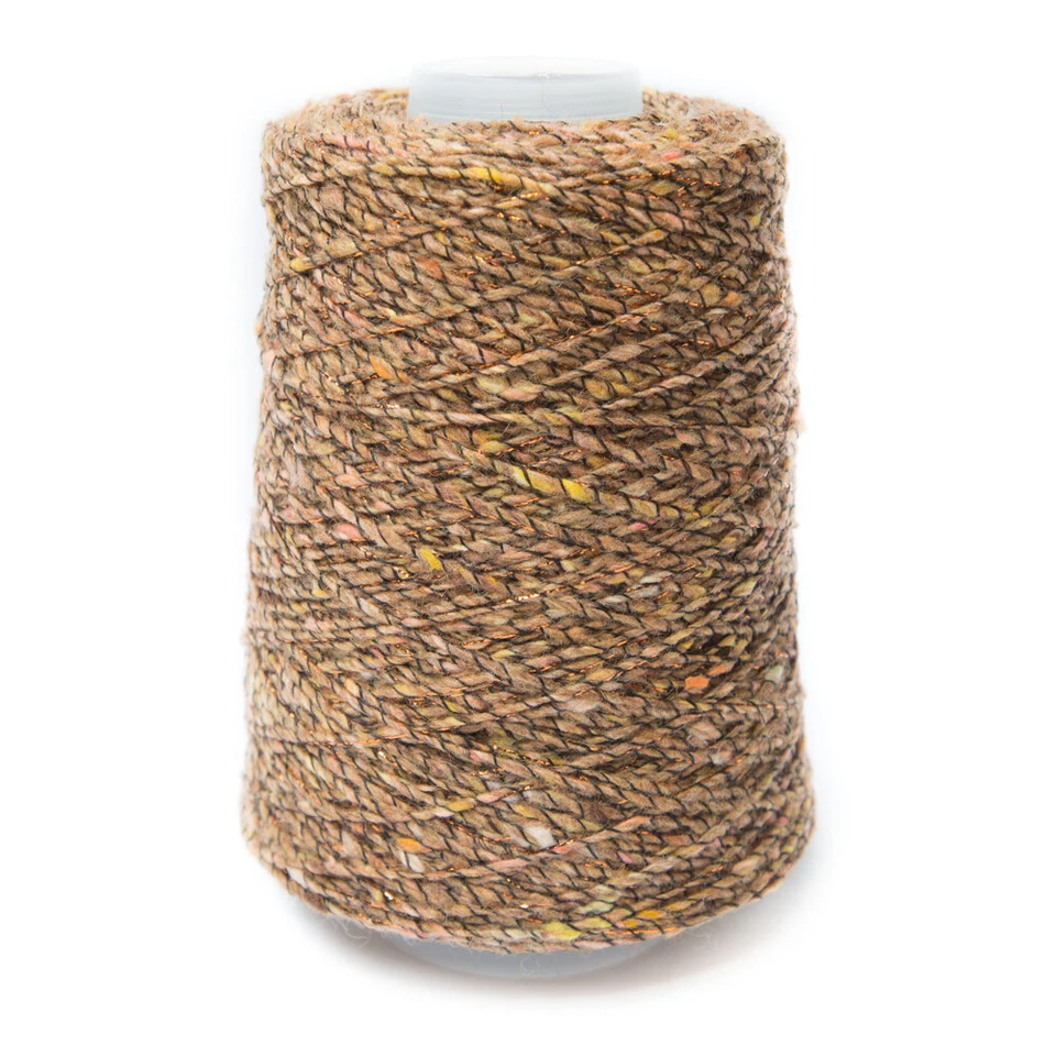 YTYF 500G BROWN MIX BROWN LUREX TWIST YARN 73% WOOL 2.6NM F1568