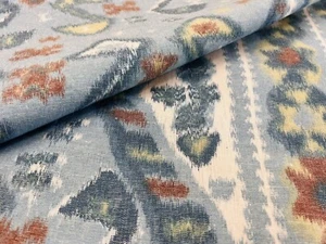 Cowtan & Tout Artisanal Ikat Warp Print Fabric- Hali / Teal 0.85 yds 11620-02 - Picture 1 of 4