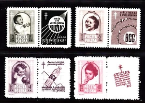 POLAND #B59-B62 MNH WITH LABELS CHILDREN & ANTI-TUBERCULOSIS CROSSES - Picture 1 of 2