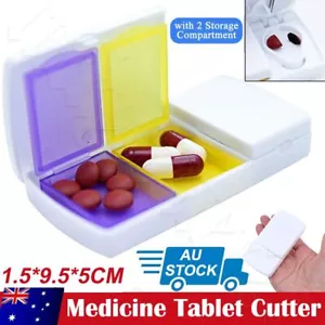 Pill Cutter Splitter Tablet Medicine Storage Drug Dose Box Divider Case 1Pack AU - Picture 1 of 12