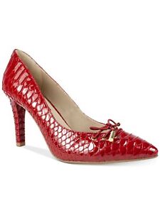 RIALTO Womens Red Snake Print Elastic Laces Mully Pointed Toe Stiletto Pumps 7 M