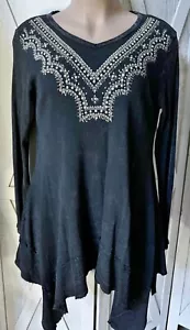 New Vocal womens plus size crystal gray mineral tone shirt flare tunic 2X - Picture 1 of 4