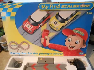 MY FIRST MICRO SCALEXTRIC MINI COOPER CAR SLOT CAR RACE 1/64 SCALE Boxed Set - Picture 1 of 9