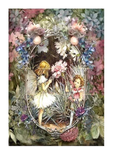 Vtg Flower Fairies by Cicely Barker A MULTI-SIZE SET Cotton Fabric Quilt Blocks - Picture 1 of 16