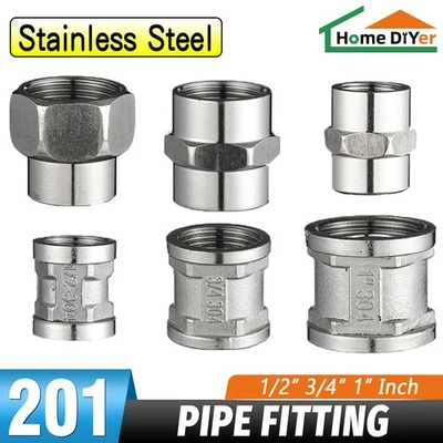 201 Stainless Steel Coupling Female Pipe Fitting Reducing Muff Coupler Connector - Image 1 of 4