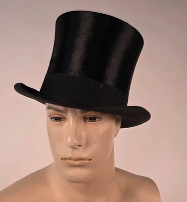 SOMBRERO DE COPA PRE TITANIC EDUARDIANO PARA HOMBRE CON LÍNEA ESTRELLA BLANCA ETIQUETADA CAJA 1909 Foto 1 de 4