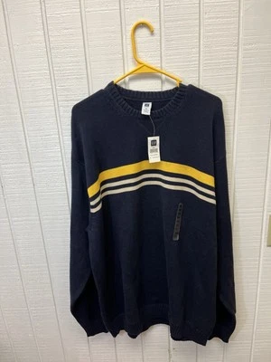 Suéter XXL Gap Azul Marino/Dorado/Blanco Rayas Para Hombre Nuevo con Etiquetas 100% Algodón Preppy Informal Foto 1 de 4