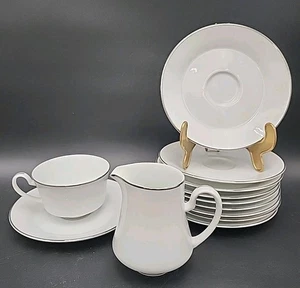 Mikasa 5832 "WESTMINSTER" Fine China Cup-Saucers & Creamer SET OF 12 BEAUTIFUL - Picture 1 of 17