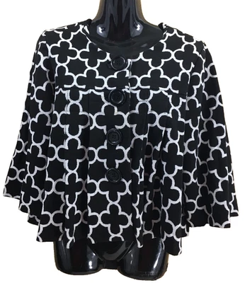 Blazer Grace Elements para mujer mediano negro blanco con botones elegante cambio suelto Foto 1 de 4