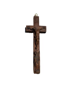 Antique German Black Forest Wooden Carved Folk Art Crucifix - Picture 1 of 7
