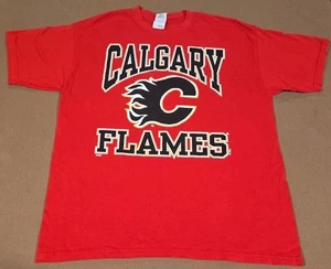 Vintage 2000s Calgary Flames Canadian Hockey Retro T-Shirt Large Red EUC - Picture 1 of 8