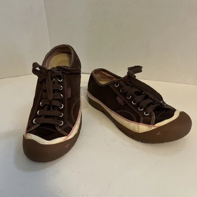 KEEN Coronado Sneaker Shoe Girls Sz 9 Vulcanized Footwear Brown Pink Suede Tie - Image 1 of 4