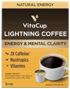 VitaCup Lightning Kaffeepad für Memory & Focus mit 2x Koffein grüne Kaffeebohne - Bild 1 von 6