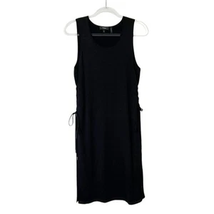 Theory Linen Dress Womens Size Medium Black Double Layer Tie Sides - Picture 1 of 10