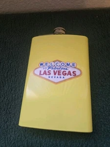 One Fabulous Las Vegas Sign Flask NIB Yellow flask w/ flask funnel. NEW. - Picture 1 of 1
