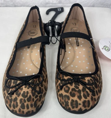 Wonder Nation Girls Bow Ballet Flat Shoe Memory Foam Cheetah Size 13 NEW - Image 1 of 4