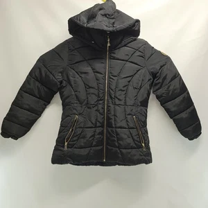 bebe schwarze Steppjacke LG | goldene Reißverschlüsse | Kapuze | gebraucht - Bild 1 von 18