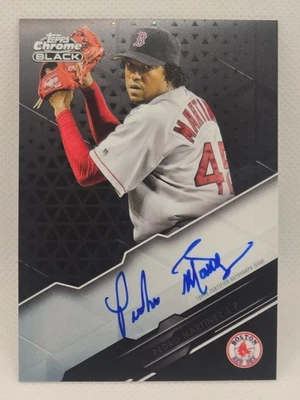 Pedro Martinez 2020 Topps Chrome Black  AUTO/ Hard Signed on Card Red Sox Icons - Image 1 of 3