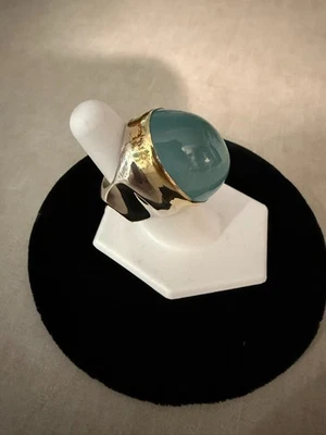 Enorme cabujón aguamarina corte ovalado 65,00 quilates: oro platino plata, personalizado Foto 1 de 4