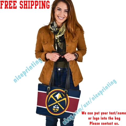 Denver Nuggets Leather Tote Shoulder Bag Women Girl Satchel Fans Gift NBA Cover