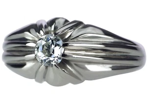 Jugendstil 14 K 585 Weißgold Gold Solitär 0,33 ct Diamant Damen Herren Ring! - Bild 1 von 7