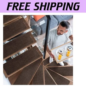 Elegant Non-Slip Wool Carpet Stair Treads 15 pcs 8x30 | Safety for Kids & Pets - Picture 1 of 9