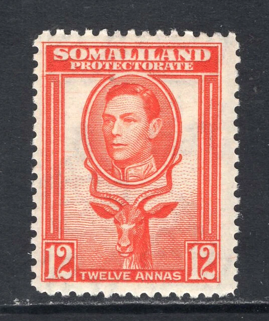 M25786 Somalilandia 1938 SG100 KEVII: 12a rojo naranja LMM, Cat £20 Foto 1 de 1