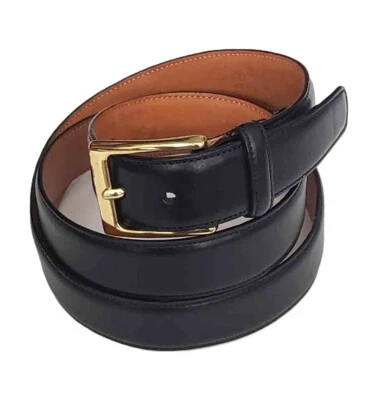 Cinturón de vestir de cuero Cortina pulido a mano negro para hombre talla 36 Foto 1 de 3